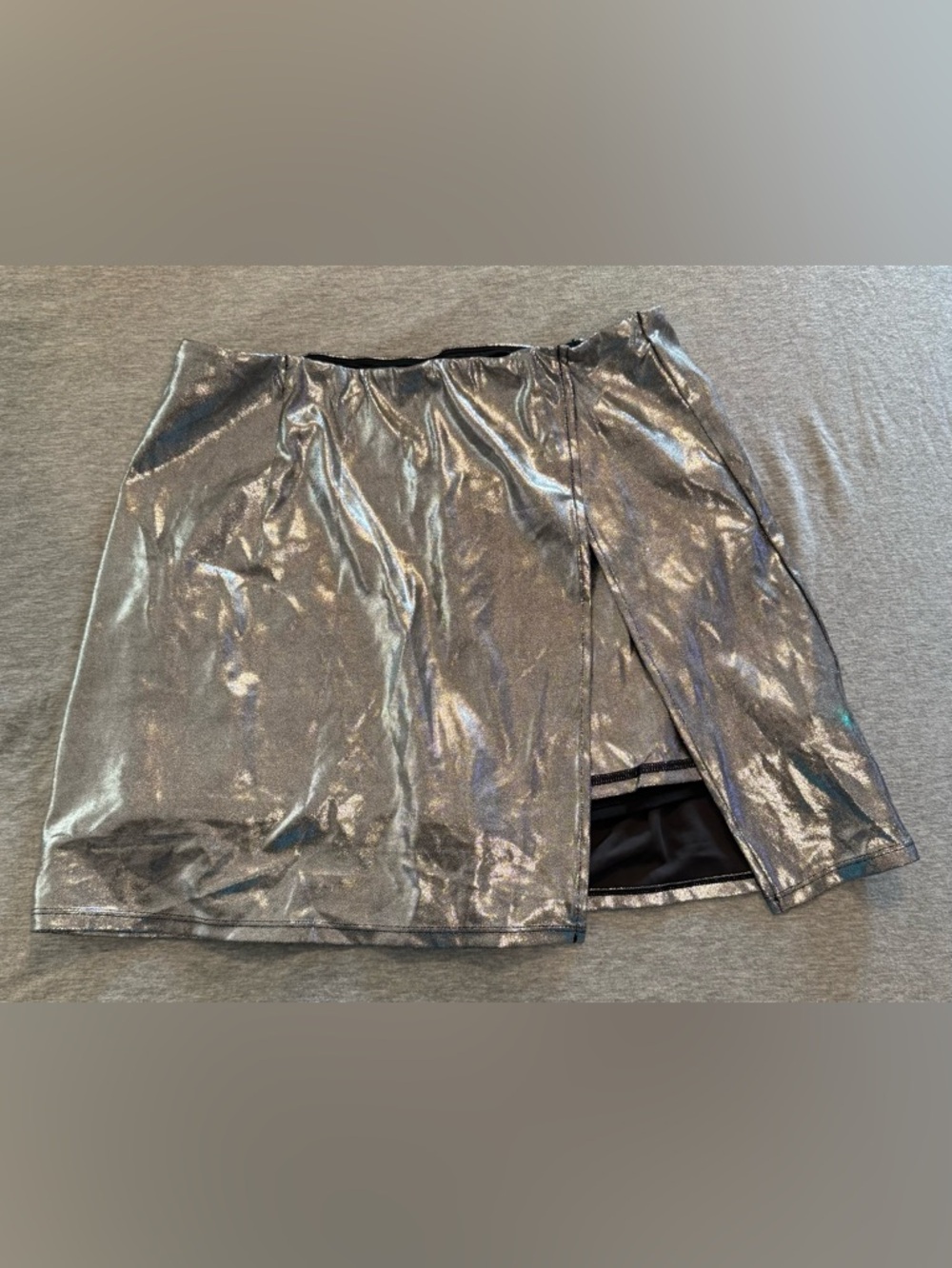 HALARA Metallic Silver Mini Skirt